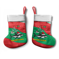 Mauritania Christmas Stocking with Santa Sharks Festive Fish Pattern and Red Green Holiday Design - Wonder Print Shop