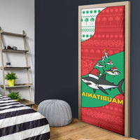 Mauritania Christmas Door Cover with Santa Sharks Festive Fish Pattern and Red Green Holiday Design - Wonder Print Shop