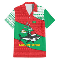 Mauritania Christmas Family Matching Mermaid Dress and Hawaiian Shirt with Santa Sharks Festive Fish Pattern and Red Green Holiday Design - Wonder Print Shop