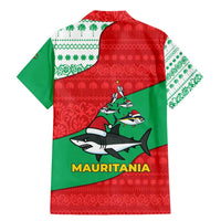 Mauritania Christmas Family Matching Mermaid Dress and Hawaiian Shirt with Santa Sharks Festive Fish Pattern and Red Green Holiday Design - Wonder Print Shop