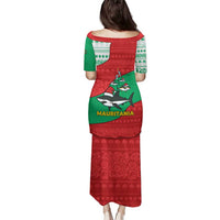 Mauritania Christmas Family Matching Puletasi and Hawaiian Shirt with Santa Sharks Festive Fish Pattern and Red Green Holiday Design - Wonder Print Shop
