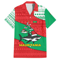 Mauritania Christmas Family Matching Tank Maxi Dress and Hawaiian Shirt with Santa Sharks Festive Fish Pattern and Red Green Holiday Design - Wonder Print Shop