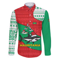 Mauritania Christmas Family Matching Tank Maxi Dress and Hawaiian Shirt with Santa Sharks Festive Fish Pattern and Red Green Holiday Design - Wonder Print Shop