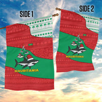 Mauritania Christmas Garden Flag with Santa Sharks Festive Fish Pattern and Red Green Holiday Design - Wonder Print Shop