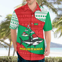 Mauritania Christmas Hawaiian Shirt with Santa Sharks Festive Fish Pattern and Red Green Holiday Design - Wonder Print Shop
