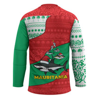 Mauritania Christmas Hockey Jersey with Santa Sharks Festive Fish Pattern and Red Green Holiday Design - Wonder Print Shop