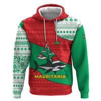 Mauritania Christmas Hoodie with Santa Sharks Festive Fish Pattern and Red Green Holiday Design - Wonder Print Shop