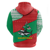 Mauritania Christmas Hoodie with Santa Sharks Festive Fish Pattern and Red Green Holiday Design - Wonder Print Shop
