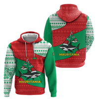 Mauritania Christmas Hoodie with Santa Sharks Festive Fish Pattern and Red Green Holiday Design - Wonder Print Shop