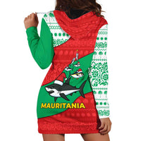 Mauritania Christmas Hoodie Dress with Santa Sharks Festive Fish Pattern and Red Green Holiday Design - Wonder Print Shop
