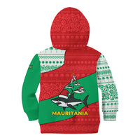 Mauritania Christmas Kid Hoodie with Santa Sharks Festive Fish Pattern and Red Green Holiday Design - Wonder Print Shop