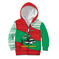 Mauritania Christmas Kid Hoodie with Santa Sharks Festive Fish Pattern and Red Green Holiday Design - Wonder Print Shop