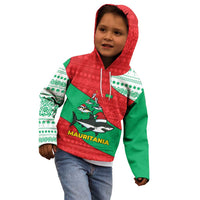 Mauritania Christmas Kid Hoodie with Santa Sharks Festive Fish Pattern and Red Green Holiday Design - Wonder Print Shop