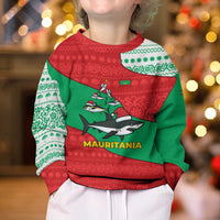 Mauritania Christmas Kid Ugly Christmas Sweater with Santa Sharks Festive Fish Pattern and Red Green Holiday Design - Wonder Print Shop