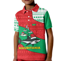 Mauritania Christmas Kid Polo Shirt with Santa Sharks Festive Fish Pattern and Red Green Holiday Design - Wonder Print Shop