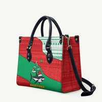 Mauritania Christmas Leather Bag with Santa Sharks Festive Fish Pattern and Red Green Holiday Design - Wonder Print Shop