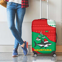 Mauritania Christmas Luggage Cover with Santa Sharks Festive Fish Pattern and Red Green Holiday Design - Wonder Print Shop