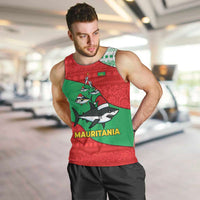 Mauritania Christmas Men Tank Top with Santa Sharks Festive Fish Pattern and Red Green Holiday Design - Wonder Print Shop