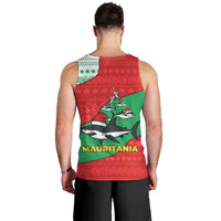 Mauritania Christmas Men Tank Top with Santa Sharks Festive Fish Pattern and Red Green Holiday Design - Wonder Print Shop
