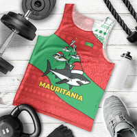 Mauritania Christmas Men Tank Top with Santa Sharks Festive Fish Pattern and Red Green Holiday Design - Wonder Print Shop