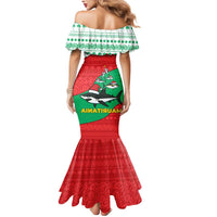 Mauritania Christmas Mermaid Dress with Santa Sharks Festive Fish Pattern and Red Green Holiday Design - Wonder Print Shop