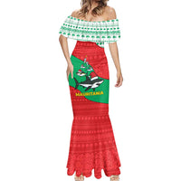 Mauritania Christmas Mermaid Dress with Santa Sharks Festive Fish Pattern and Red Green Holiday Design - Wonder Print Shop
