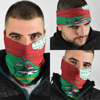 Mauritania Christmas Neck Gaiter with Santa Sharks Festive Fish Pattern and Red Green Holiday Design - Wonder Print Shop