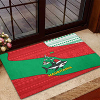 Mauritania Christmas Rubber Doormat with Santa Sharks Festive Fish Pattern and Red Green Holiday Design - undefined
