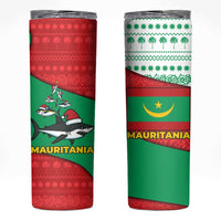 Mauritania Christmas Skinny Tumbler with Santa Sharks Festive Fish Pattern and Red Green Holiday Design - Wonder Print Shop
