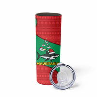 Mauritania Christmas Skinny Tumbler with Santa Sharks Festive Fish Pattern and Red Green Holiday Design - Wonder Print Shop