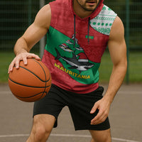 Mauritania Christmas Sleeveless Hoodie with Santa Sharks Festive Fish Pattern and Red Green Holiday Design - Wonder Print Shop
