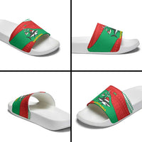 Mauritania Christmas Slide Sandals with Santa Sharks Festive Fish Pattern and Red Green Holiday Design - Wonder Print Shop