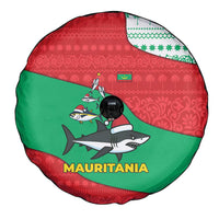 Mauritania Christmas Spare Tire Cover with Santa Sharks Festive Fish Pattern and Red Green Holiday Design - Wonder Print Shop