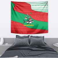 Mauritania Christmas Tapestry with Santa Sharks Festive Fish Pattern and Red Green Holiday Design - Wonder Print Shop