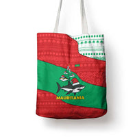 Mauritania Christmas Tote Bag with Santa Sharks Festive Fish Pattern and Red Green Holiday Design - Wonder Print Shop