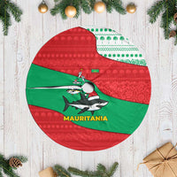 Mauritania Christmas Tree Skirt with Santa Sharks Festive Fish Pattern and Red Green Holiday Design - Wonder Print Shop