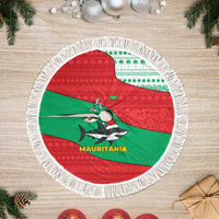 Mauritania Christmas Tree Skirt with Santa Sharks Festive Fish Pattern and Red Green Holiday Design - Wonder Print Shop