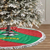 Mauritania Christmas Tree Skirt with Santa Sharks Festive Fish Pattern and Red Green Holiday Design - Wonder Print Shop