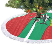Mauritania Christmas Tree Skirt with Santa Sharks Festive Fish Pattern and Red Green Holiday Design - Wonder Print Shop