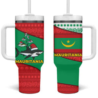 Mauritania Christmas Tumbler With Handle with Santa Sharks Festive Fish Pattern and Red Green Holiday Design - Wonder Print Shop
