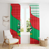 Mauritania Christmas Window Curtain with Santa Sharks Festive Fish Pattern and Red Green Holiday Design - Wonder Print Shop