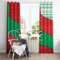 Mauritania Christmas Window Curtain with Santa Sharks Festive Fish Pattern and Red Green Holiday Design - Wonder Print Shop