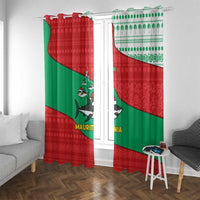Mauritania Christmas Window Curtain with Santa Sharks Festive Fish Pattern and Red Green Holiday Design - Wonder Print Shop
