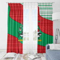 Mauritania Christmas Window Curtain with Santa Sharks Festive Fish Pattern and Red Green Holiday Design - Wonder Print Shop