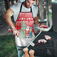 Belarus Christmas Apron with Ded Moroz Snow Maiden Christmas Tree and Nordic Pattern Design - Wonder Print Shop