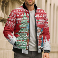 Belarus Christmas Bomber Puffer Jacket with Ded Moroz Snow Maiden Christmas Tree and Nordic Pattern Design - Wonder Print Shop