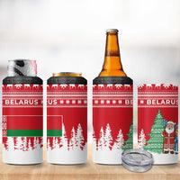 Belarus Christmas 4 in 1 Can Cooler Tumbler with Ded Moroz Snow Maiden Christmas Tree and Nordic Pattern Design - Wonder Print Shop