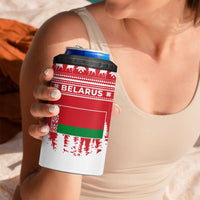 Belarus Christmas 4 in 1 Can Cooler Tumbler with Ded Moroz Snow Maiden Christmas Tree and Nordic Pattern Design - Wonder Print Shop