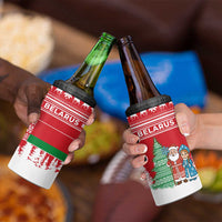 Belarus Christmas 4 in 1 Can Cooler Tumbler with Ded Moroz Snow Maiden Christmas Tree and Nordic Pattern Design - Wonder Print Shop