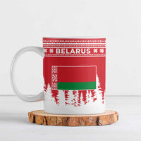 Belarus Christmas Ceramic Mug with Ded Moroz Snow Maiden Christmas Tree and Nordic Pattern Design - Wonder Print Shop
